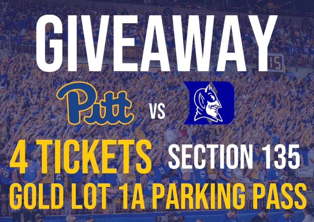 🚨 GIVEAWAY TIME 🚨

Thanks to our sponsor Gurrera Law, we are giving away 4 tickets + parking pass to Pitt’s home finale against Duke on 11/19. 

To win: 
- RT &amp; Like this tweet
- FOLLOW <a href="/TheLoyalSons/">The Loyal Sons</a>
- Share our IG post (<a href="/TheLoyalSons/">The Loyal Sons</a>) for additional entries.