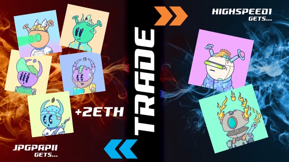 ‼️🔥 MONSTER TRADE ALERT

About 15 ETH total value w/ both sides combined

<a href="/HighSpeed_1/">HighSpeed1.eth</a> has built such a beautiful Quirkie bag &amp; now he has one of the best 1/1 sets in the game...

Quirkbot &amp; Matching GV OG...

CRAZYYYY 💯💯💯
