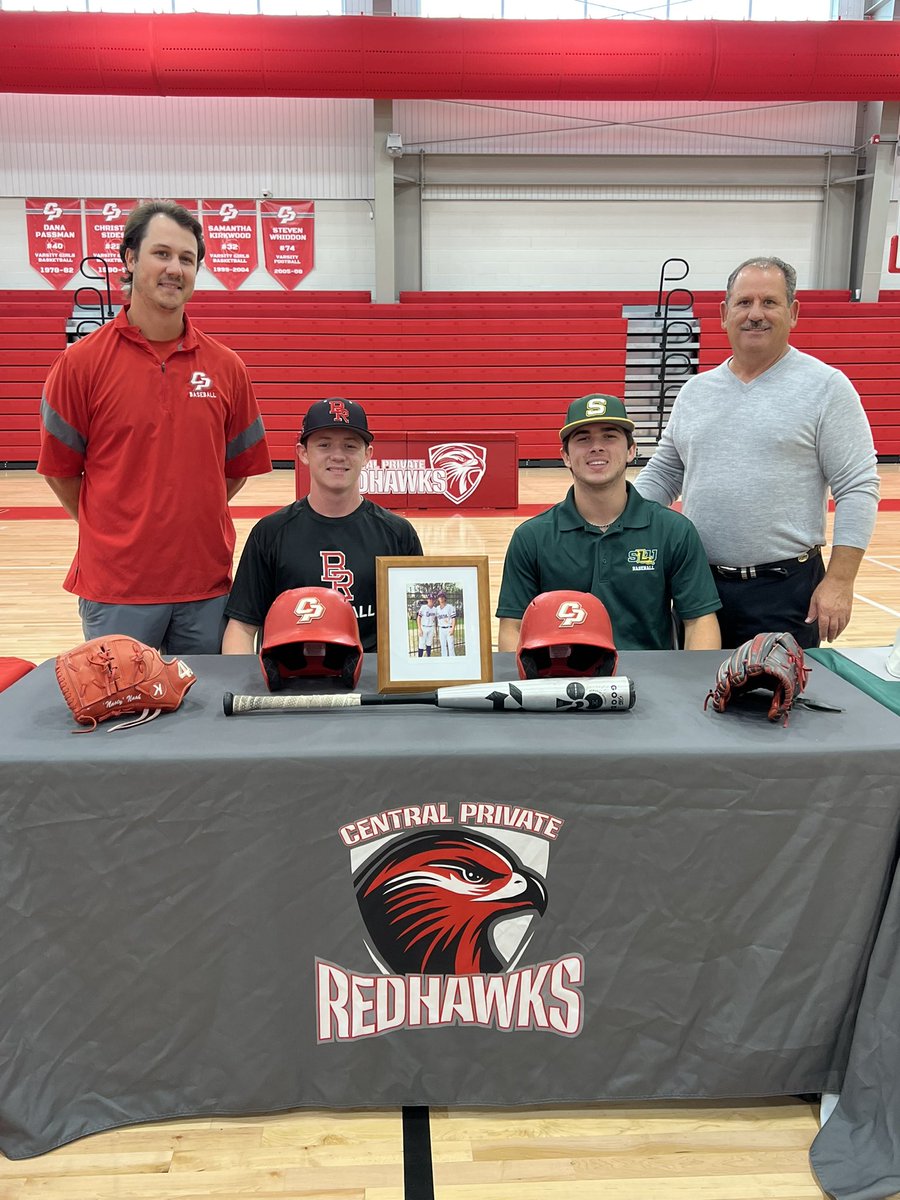 Congratulations to Reese Dean and Nash Tamplet for signing their commitments to play baseball at the next level. Reese will be attending Southeastern Louisiana University and Nash will be attending Baton Rouge Community College. #GoRedhawks ⚾️