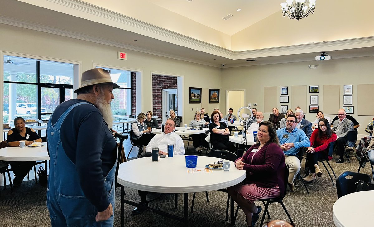 RotaryDawsonGA's tweet photo. The club was absolutely mesmerized with Dwight “Punch” Bearden and his knowledge of moonshine. He is a Master Distiller and has 
starred and/or been featured in numerous articles, books, and shows including Moonshiners and Master Distiller. 
#Rotary6910 #AwesomeDawsonRotary https://t.co/yheNRiqZ6A