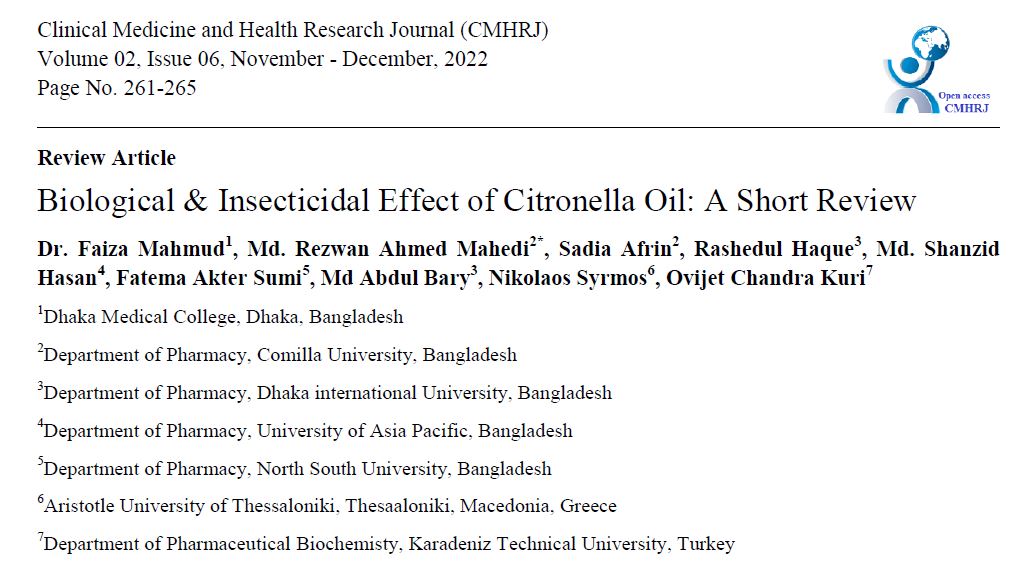 ovijet's tweet photo. Another one !!!
Article: Biological &amp; Insecticidal Effect of Citronella Oil: A Short Review.
https://t.co/Nvv5sHCebA
All credit goes to God.
#publication #research #phytochemicals #drugdevelopment #citronellaoil https://t.co/3q8HNkCemy