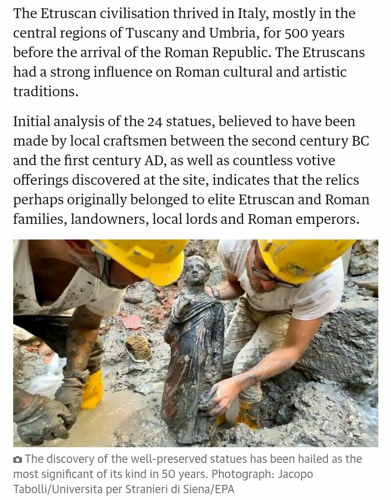 Alongside the 24 bronze statues, five of which are almost a metre tall, archaeologists found thousands of coins as well as #Etruscan and #Latin inscriptions. Visitors are said to have thrown coins into the baths as a gesture for good luck for their health. #SanCascianodeiBagni