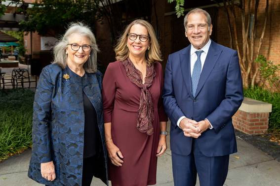 Congratulations to Sibley's Andrea Richardson, M.D., Ph.D., director of breast pathology and director of pathology for the National Capital Region (center). She was awarded the Peter and Judy Kovler (left and right) Professorship in Breast Cancer Research. bddy.me/3EwOoPL