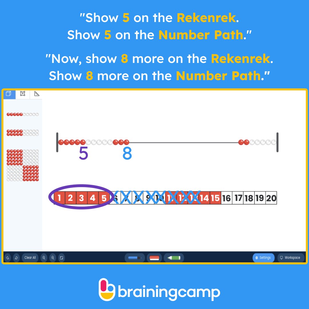 brainingcamp's tweet photo. Number paths help young students see objects in a line &amp; count them instead of counting a length. This supports one-to-one correspondence. See an engaging #numberpath activity below! https://t.co/yRnVxkrkvy