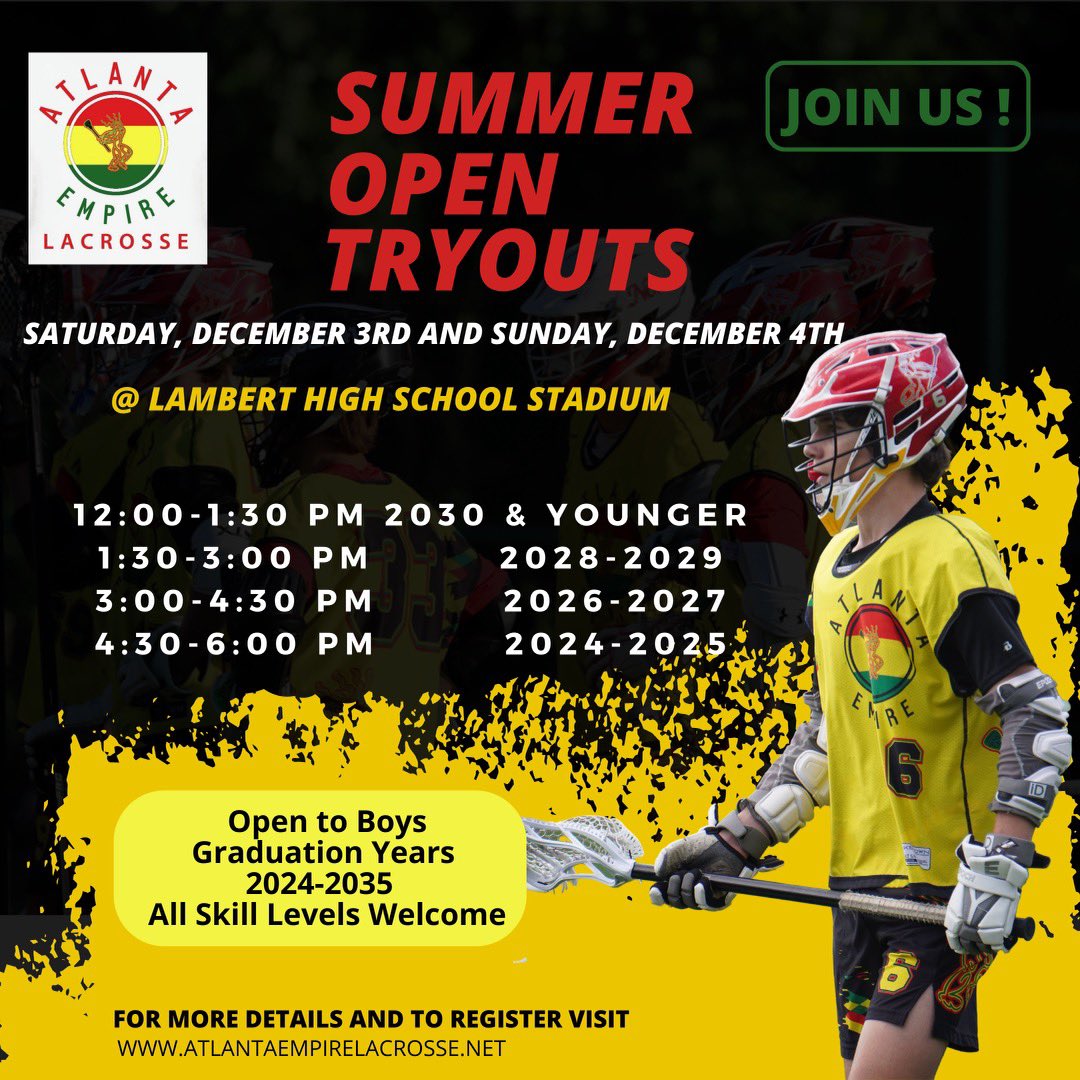 AtlantaEmpire's tweet photo. Come join us @LambertHS for tryouts on the first weekend in December! #AEL https://t.co/ICcfmXlRLv