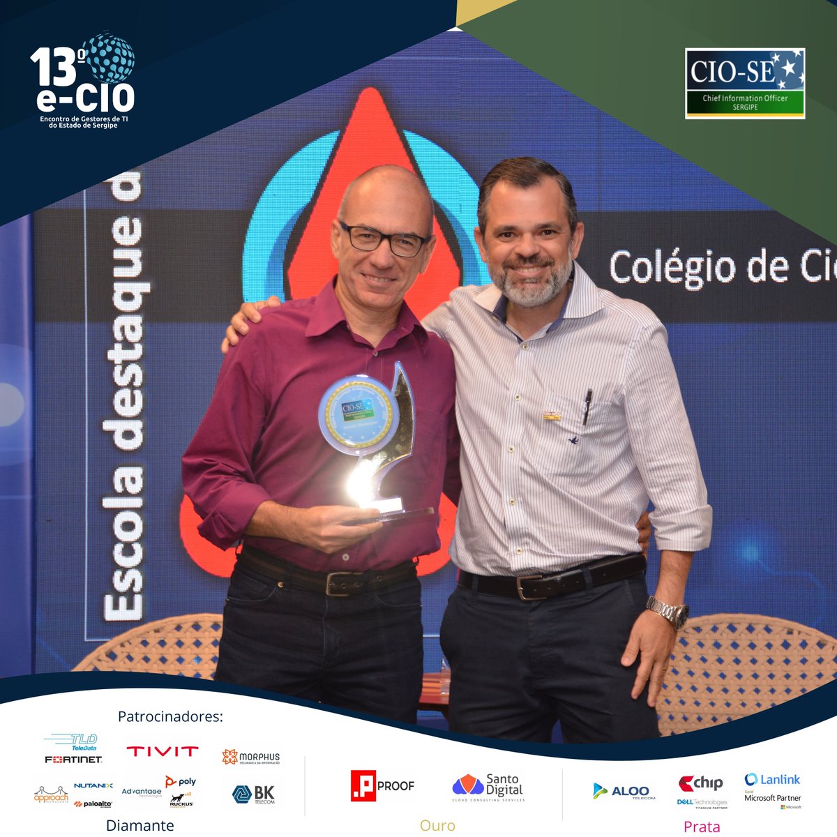 ciosergipe's tweet photo. O CCPA foi premiada como ‘’Escola Destaque de TI’’
#VemComAgente
#13eCIO
#VamosJuntos https://t.co/2HzMQXfrWE