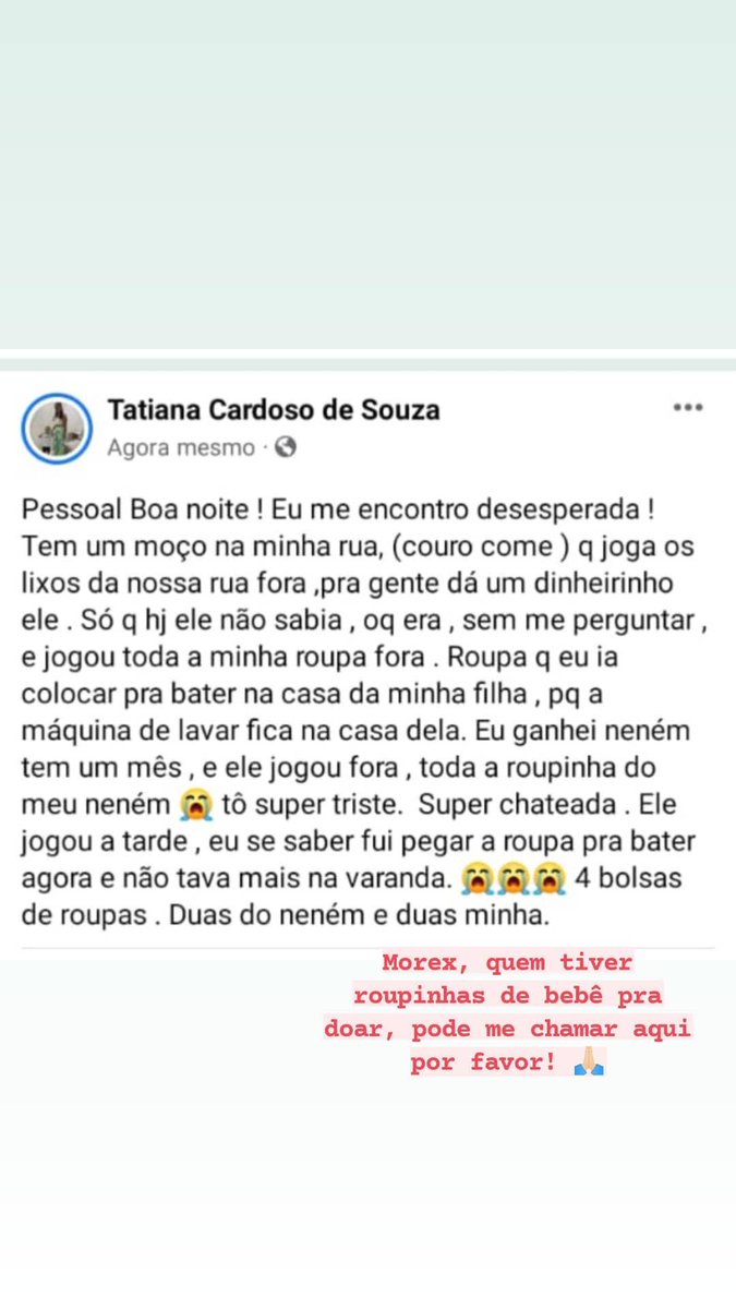 Analuaxs's tweet photo. Quem puder ajudar compartilhando, vou ficar grata...
Hj é aniversário da minha amiga e ela tá super chateada pelo ocorrido, quem puder ajudar doando roupinhas de menino, vamos ficar super gratas! 🙏🏻♥️ https://t.co/G7XlxdtzIt