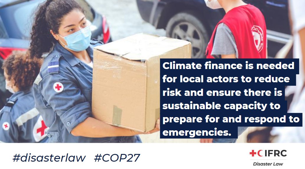 <a href="/IFRCAsiaPacific/">IFRC Asia Pacific</a> <a href="/IFRCAfrica/">IFRC Africa</a> <a href="/ifrc/">IFRC</a> <a href="/IFRC_Europe/">IFRC Europe</a> <a href="/IFRC_MENA/">IFRC Middle East and North Africa</a> <a href="/IFRC_es/">IFRC Americas</a> Legal frameworks should facilitate climate finance to local actors for risk
reduction and climate adaptation action.
#COP27