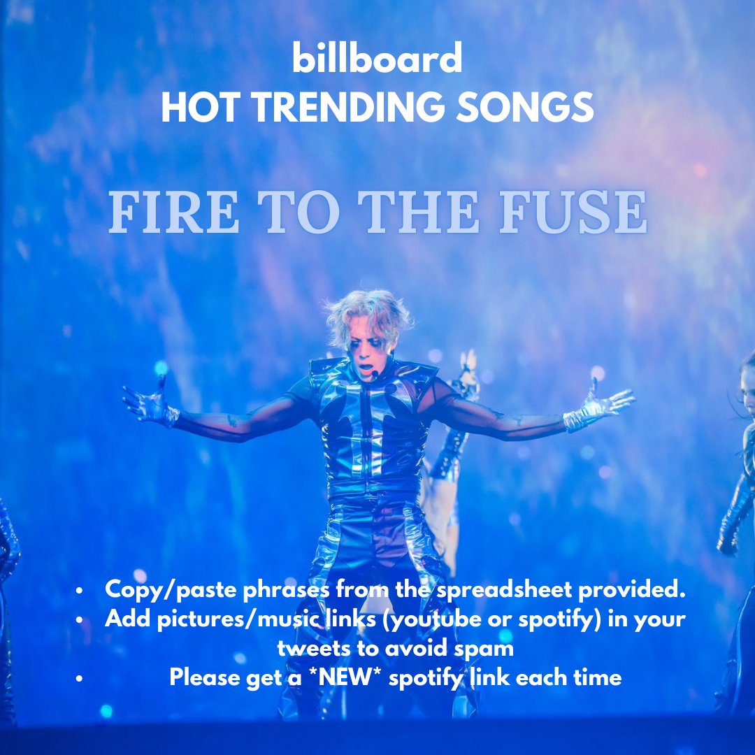 JACKBillboard's tweet photo. 'Fire To The Fuse' on Billboard Hot Trending Songs! 

A5🎯TARGET: 400
EXTRA: RT 20 REPLIES

Copy/Paste from ss(*NEW* sheet added):-
🔗https://t.co/SaRGNPbGGP

Check out this awesome song #FireToTheFuse by #JacksonWang 
@JacksonWang852
 it's so Impressive!
#LeagueOfLegends https://t.co/j26xpB4dve