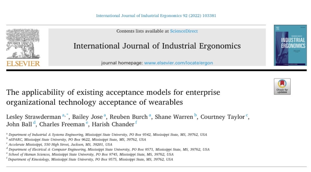 MSU Neuromech Lab (@msu_nmlab) on Twitter photo New Paper Alert: Grateful for the collaboration between <a href="/MSUEngineering/">Bagley College of Engineering</a> <a href="/CAVS_MSSTATE/">Center for Advanced Vehicular Systems - CAVS</a> @msu_AthleteEng <a href="/NSPARC_MSSTATE/">NSPARC_MSSTATE</a> <a href="/HumanSciences/">Human Sciences</a> and <a href="/MSU_NMLab/">MSU Neuromech Lab</a> <a href="/msstatekine/">Mississippi State Kinesiology</a> <a href="/CollegeofEd_MSU/">MSU College of Education</a> <a href="/H_Chander/">Harish Chander</a>
Available at IJIE: doi.org/10.1016/j.ergo… New Paper Alert: Grateful for the collaboration between <a href="/MSUEngineering/">Bagley College of Engineering</a> <a href="/CAVS_MSSTATE/">Center for Advanced Vehicular Systems - CAVS</a> @msu_AthleteEng <a href="/NSPARC_MSSTATE/">NSPARC_MSSTATE</a> <a href="/HumanSciences/">Human Sciences</a> and <a href="/MSU_NMLab/">MSU Neuromech Lab</a> <a href="/msstatekine/">Mississippi State Kinesiology</a> <a href="/CollegeofEd_MSU/">MSU College of Education</a> <a href="/H_Chander/">Harish Chander</a>
Available at IJIE: doi.org/10.1016/j.ergo…
