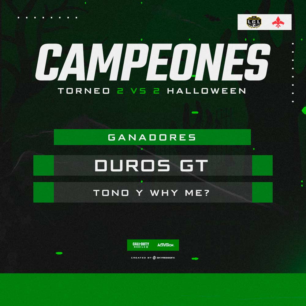Campeones de Tournament Hallowen 👻

Pronto mas eventos de temporada⛄

#LCLxSyndicate