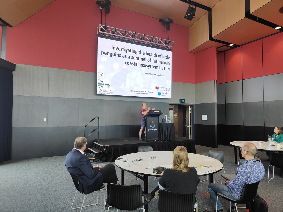 Mel Wells presenting on our awesome little penguins. Mel's presentation is focusing on their health as a sentinel of the Tasmanian ecosystem health. <a href="/UTASCradleCoast/">UTAS Cradle Coast</a> is so lucky to have little penguins on their doorstep.

<a href="/Sciences_UTAS/">Sciences and Engineering at University of Tasmania</a> 
<a href="/IMASUTAS/">IMAS</a> 
<a href="/UTAS_/">University of Tasmania</a>

#cirrc2022