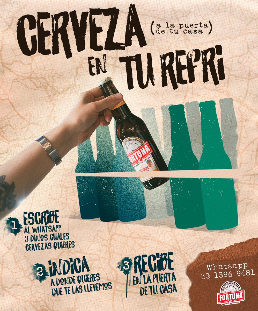 fortunacerveza's tweet photo. 🎡 ¡Te llevamos el sabor de Cerveza Fortuna directo a tu refrigerador!

Sólo 3 pasos te separan de tu 12 o 24 mix pack, ¿qué esperas? ⌚️

𝗪𝗵𝗮𝘁𝘀𝗮𝗽𝗽 𝟯𝟯 𝟭𝟯𝟵𝟲 𝟵𝟰𝟴𝟭 📲

#SomosTradición #PruebaLaBuena https://t.co/s1AeSE4BWo