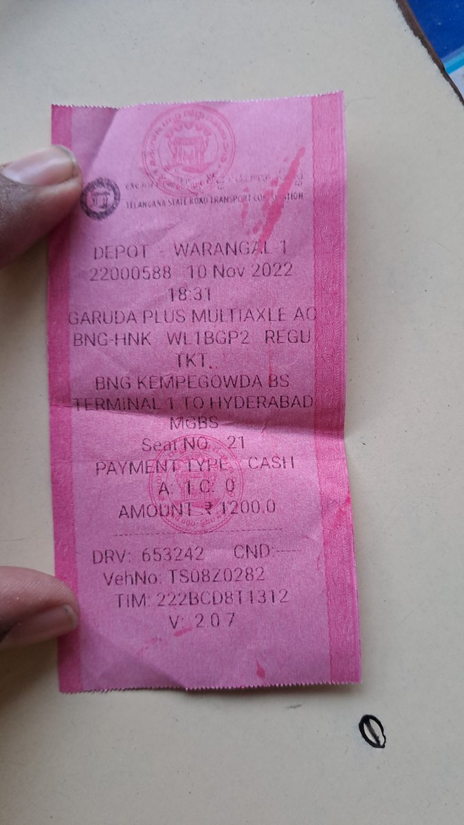 I have lost my passport,laptop and all my bank cards while travelling in TSRTC bus from bangalore to hyderabad today 11th Nov, what type of assurance you are offering to passengers in terms of security   @SajjanarVC sir. I have enclosed my ticket sir for your action/advise