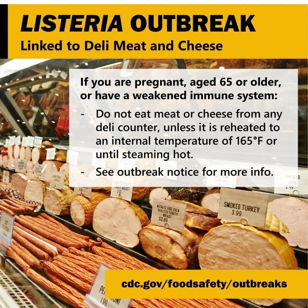 NatalieHilverda's tweet photo. Posted @withrepost • @cdcgov 

LISTERIA OUTBREAK: If you are pregnant, aged 65 and older, or have a weakened immune system, do not eat meat or cheese from any deli counter unless reheated to 165°F or until steaming hot. 

Share this information with … https://t.co/zab9SzWZpC https://t.co/UqNkDqaP2Y