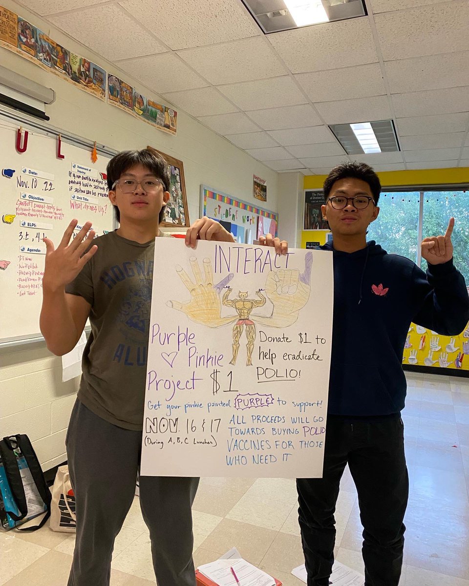 LobosInteract's tweet photo. Purple Pinkie Poster Making Day 2! Don't forget to bring $1 on November 16 and 17 to donate towards eradicating polio! 💉 https://t.co/oeNSQ5gmQ4