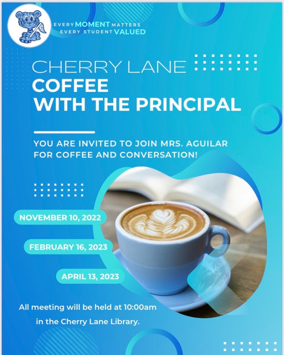 CherryLaneES's tweet photo. Thank you to our parents who joined us today for coffee and conversation @CherryLaneES! It was a pleasure! #EveryMomentMatters #EveryStudentValued https://t.co/c91K4f56jb