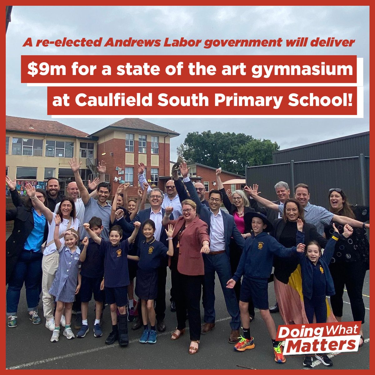 liorharel1980's tweet photo. Elated to join Education Minister @NatHutchins to announce that a re-elected Andrews Labor Government will deliver a $9m state of the art gymnasium and multi-purpose facility to Caulfield South Primary School! https://t.co/2fkfJJ82Tn