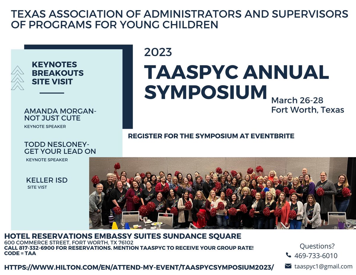 <a href="/NotJustCute/">Amanda Morgan</a> <a href="/TAASPYC1/">TAASPYC</a> Amanda Morgan! We are looking forward to your keynote in Fort Worth at our annual symposium for Texas Early Childhood Leaders! #taaspyc