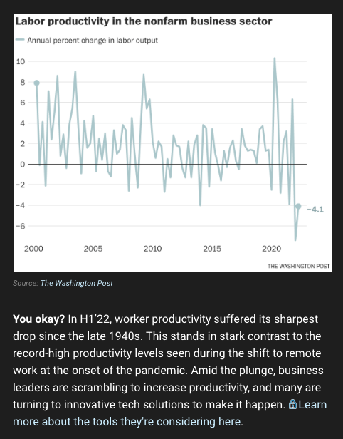 arturodz's tweet photo. The relationship between wages and productivity is well established. Given the recent reduction in productivity, should we expect a similar wage reduction? And if we do. How fast? source @CBinsights https://t.co/va99ClJ12w