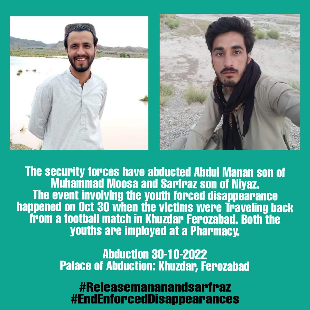 Fahim58780278's tweet photo. #Releasemananandsarfraz
#EndEnforcedDisappearances https://t.co/gTOHvg23sD