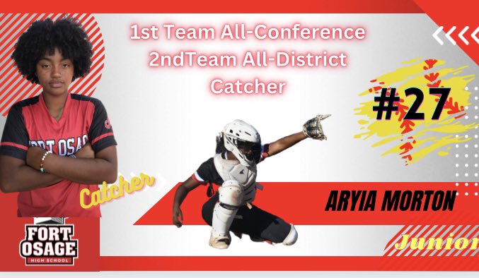FortOSoftball's tweet photo. Congratulations @AryiaMorton for earning 1st a team All-Conference &amp; 2nd Team All- District honors as a Catcher!👏She called all the games, was a leader on the field, and hit well. She contributed to our best season in school history, and an undefeated conference season. https://t.co/f2MndmXz4y
