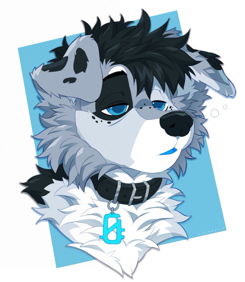 collar male focus blue eyes furry 1boy dog boy solo  illustration images