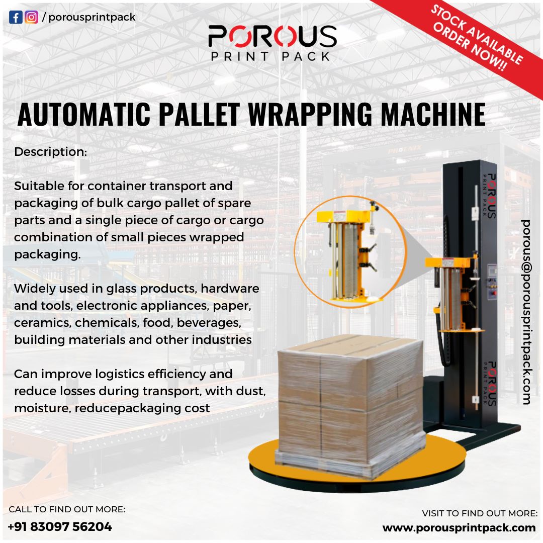 Porous Print Pack is one of the leading distributor of Pallet Wrapper Machine.
#porous #porousprint #porousprintpack #palletwrapper #palletwrappermachine #packingproducts #packingmachine #packingservice #machineforpacking #bestdealerinhyderabad #findapro #recommended #recommended