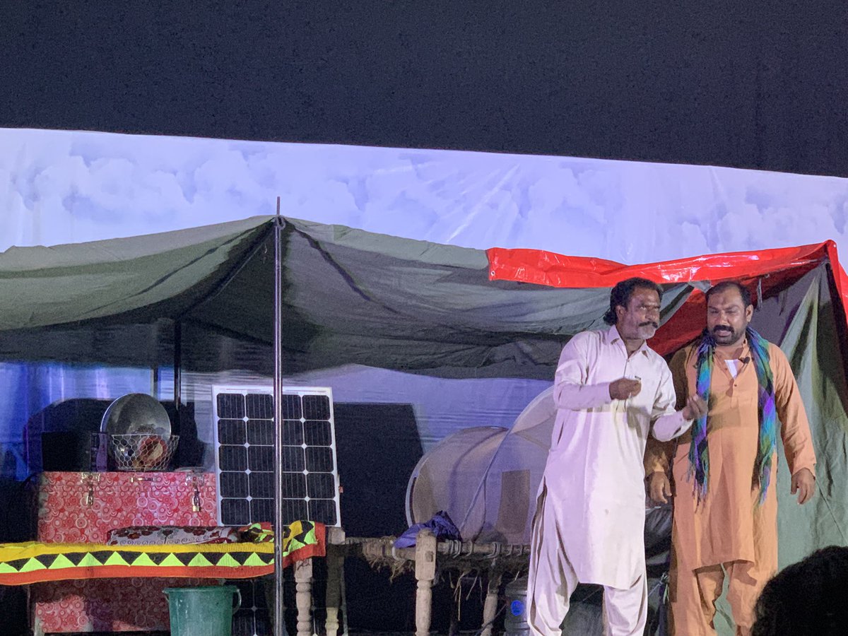 ShahNafisa's tweet photo. Artists translate the pain of recent rains and floods into art in stage drama “Tent City” written and directed by #SanwalGaho organised by #KhairpurArtsCouncil and supported by #NAPA Karachi. https://t.co/7gjMwWPz8n