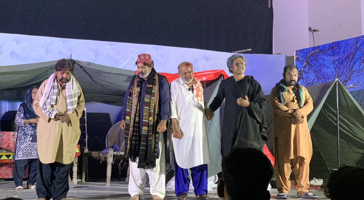 ShahNafisa's tweet photo. Artists translate the pain of recent rains and floods into art in stage drama “Tent City” written and directed by #SanwalGaho organised by #KhairpurArtsCouncil and supported by #NAPA Karachi. https://t.co/7gjMwWPz8n