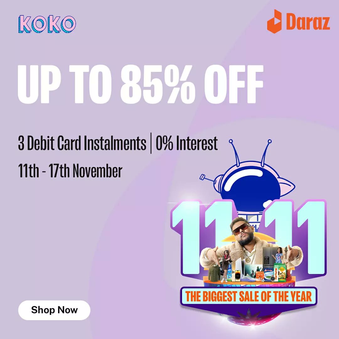 paykokoapp's tweet photo. The most awaited sale of the year has finally arrived!🥳

Get up to 85% off on the Daraz App and purchase all your favorite products with the best deals!🤑

And you know what?! You can #payin3 interest free instalments EVEN with a #debitcard using koko!💳 https://t.co/Er3s3Ck1EU