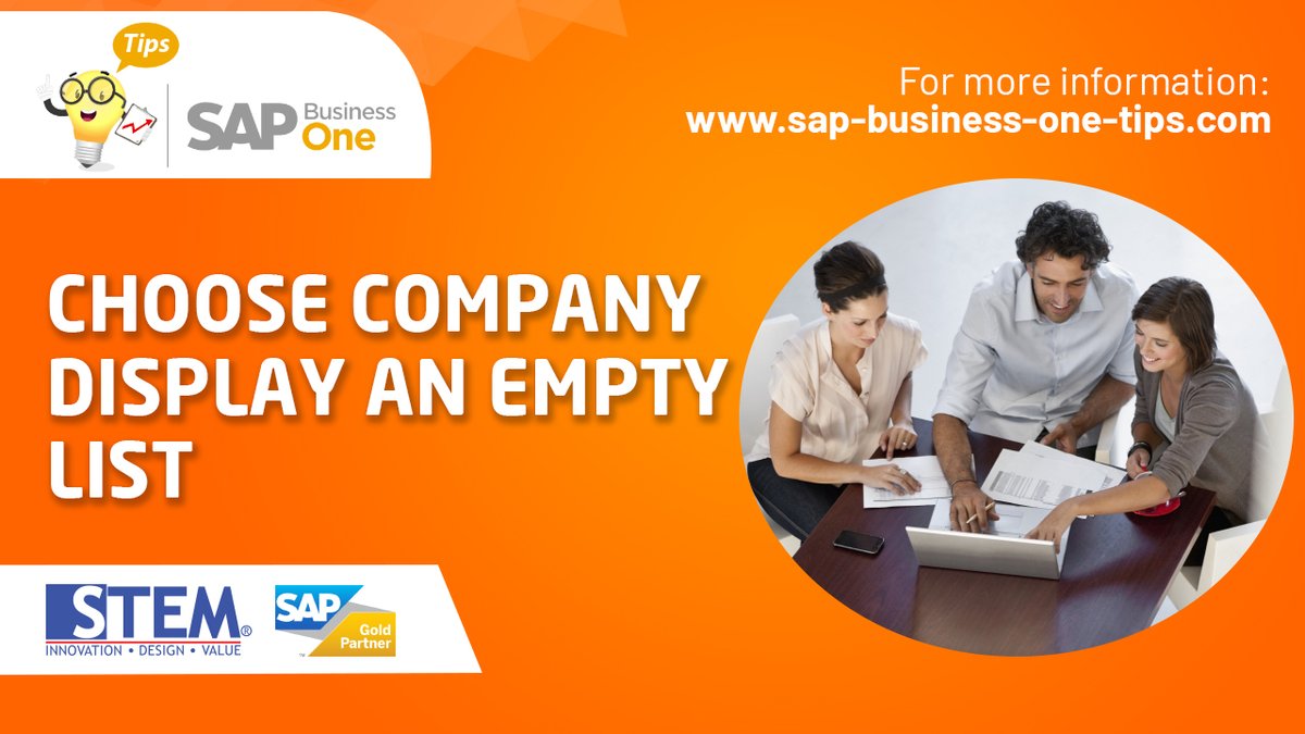 STEM_Indonesia's tweet photo. SAP Business One Tips: Choose Company Displays an Empty List
https://t.co/VeHyVXWTkK

#SAPBusinessOne #SAP #ERP #ERPSystem #SAPb1 #SAPB1Hana #SAPHana #SAPBusinessOneCloud #SoftwareSAP #SAPGoldPartner https://t.co/YOiOgGoPyn