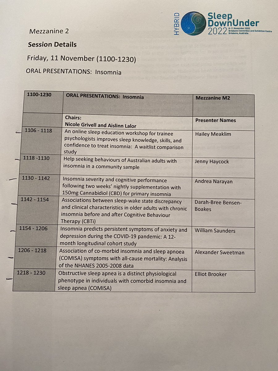 Aislinn Lalor (@aislinnlalor) on Twitter photo Privileged to have co-chaired the #imsomnia session at #SDU2022 with <a href="/nicolegrivell/">Nicole Grivell RN</a> 👏🏻 fabulous presentations by <a href="/A_Sweetman1/">Alex Sweetman</a> <a href="/jennyhaycock5/">Jenny Haycock</a> <a href="/SleepPsych_Aus/">Hailey Meaklim, PhD, DBSM</a> <a href="/DarahBree/">Darah-Bree</a> Elliot Brooker, Andrea Narayan & William Saunders Privileged to have co-chaired the #imsomnia session at #SDU2022 with <a href="/nicolegrivell/">Nicole Grivell RN</a> 👏🏻 fabulous presentations by <a href="/A_Sweetman1/">Alex Sweetman</a> <a href="/jennyhaycock5/">Jenny Haycock</a> <a href="/SleepPsych_Aus/">Hailey Meaklim, PhD, DBSM</a> <a href="/DarahBree/">Darah-Bree</a> Elliot Brooker, Andrea Narayan & William Saunders