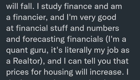 @TDot_Macro @ManyBeenRinsed @ScottTerrioHMA @YYT_Realtor this is completely the opposite of what would convince someone to make the largest financial decision of their life. read it out loud to yourself…

and before you say i don’t matter (8 followers, anon) i could’ve very well been a client of yours in 2023 if you weren’t like this