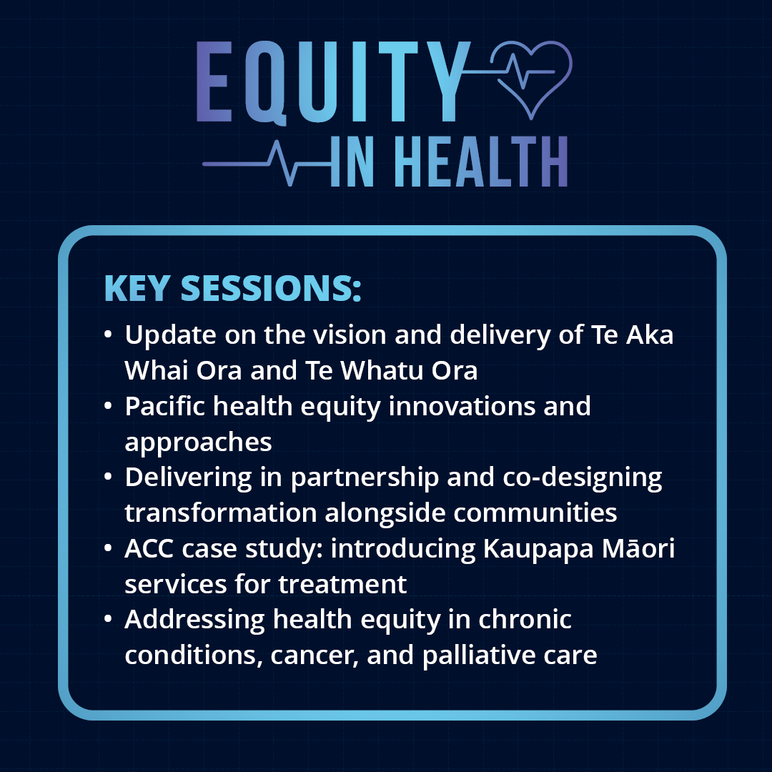 This important event will allow representatives from across the sector to come together to share approaches to improving the equity of our health system for those who experience disadvantage.  

Limited seats available - book now : brightstar.co.nz/events/equity-…
