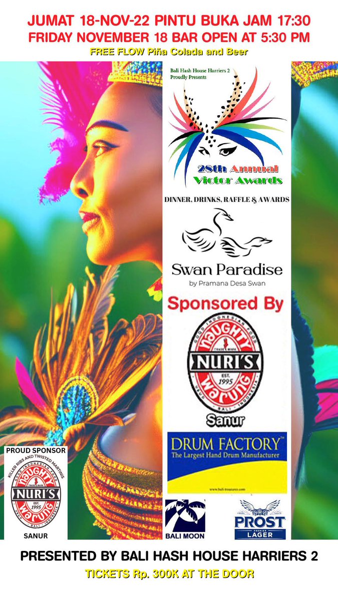 BaliHash2's tweet photo. One more week ...

#Bali #baliviral #balihash #balihash2 #BaliIndonesia  #NaughtyNuris #DrumFactory #ProstBeer #BaliMoon #SwanParadise https://t.co/3ziLPY73nM