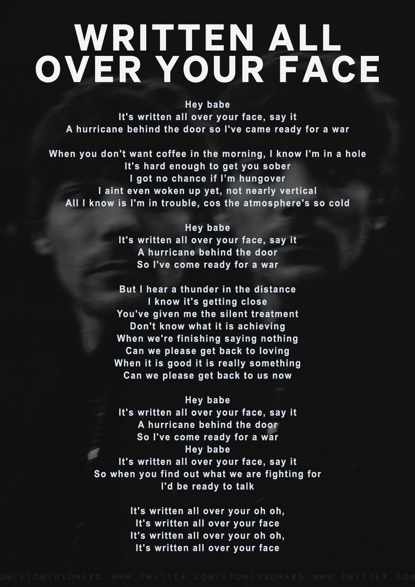 ltomlinsonarg's tweet photo. WRITTEN ALL OVER YOUR FACE - letra en inglés y traducida al español ✨
@Louis_Tomlinson - #FaithInTheFuture https://t.co/aoa7XS0Waw
