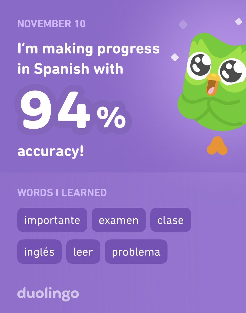 Agal27's tweet photo. I’m learning Spanish on Duolingo! It’s free, fun, and effective. https://t.co/596pdPH3VG