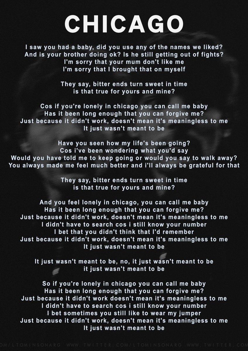 ltomlinsonarg's tweet photo. CHICAGO - letra en inglés y traducida al español ✨
@Louis_Tomlinson - #FaithInTheFuture https://t.co/ezjHak07zl