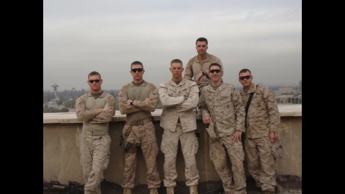 Happy Birthday Marines. 2008ish Baghdad, Iraq. My squad and another squad got into a bit of a pickle. Had to go to Baghdad to go to Iraqi court. This is atop the former Bathist Party HQ. Note the “Victory Arch” in the right corner.  #CREfam #CRE
