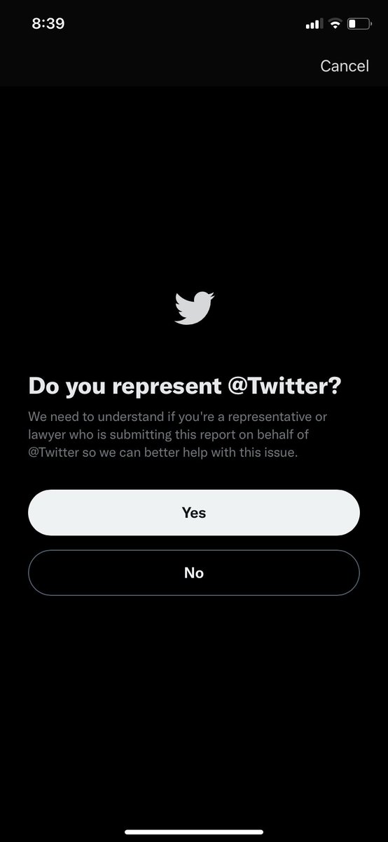 Discovered this interesting edge case in Twitter’s spam reporting flow while reporting an <a href="/twitter/">Twitter</a> impersonator trying to shill Twitter Blue subscriptions.

Coincidentally, this image is pretty emblematic of Twitter’s rapidly spiraling identity crisis at the moment.

cc <a href="/elonmusk/">Elon Musk</a>