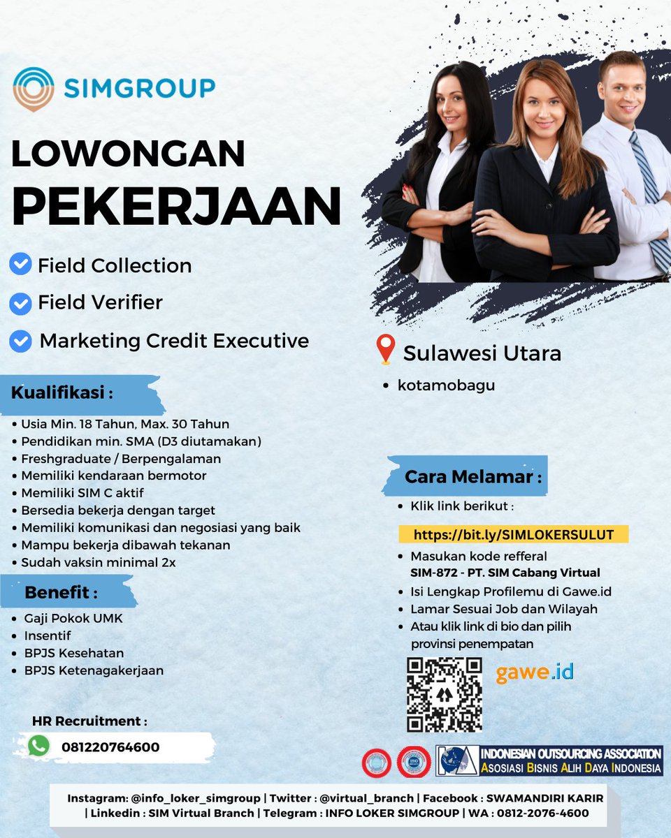 virtual_branch's tweet photo. INFO LOKER SULAWESI UTARA. SILAHKAN MASUKAN LAMARAN PADA LINK BERIKUT https://t.co/YIKc7lF1mg ATAU CHAT NOMOR YANG TERTERA☺️ #lokersulawesiutara #infolokersulut https://t.co/b5AD5Udfqb