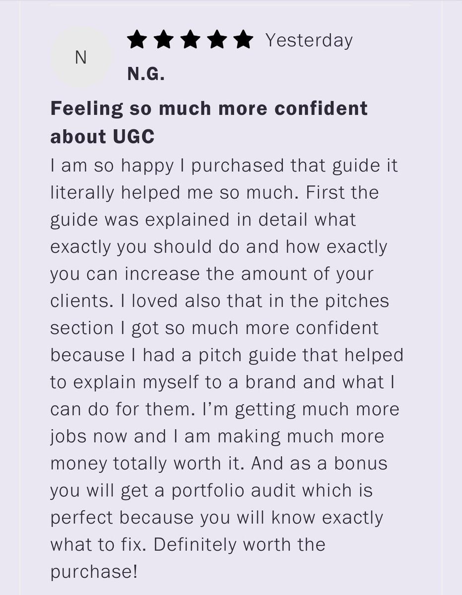 “I’m getting much more jobs now and I am making much more money totally worth it.” 🙌🏼

After implementing our step-by-step process in our UGC guide, this creator made hundreds more and got 3 UGC deals within a few days! 

To start making $$$ this week, check it out - link in bio.