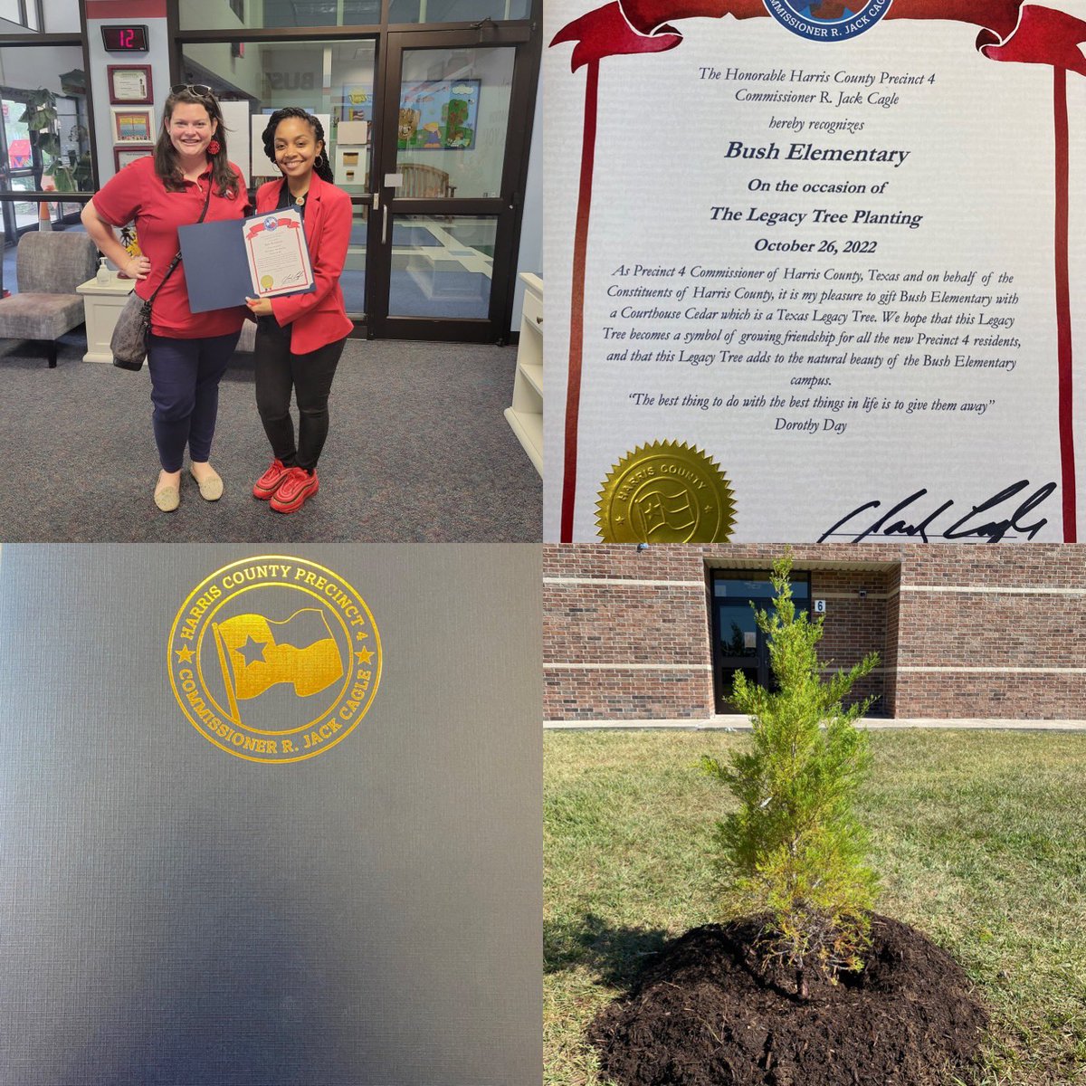 TeraeHarris's tweet image. Harris County Precint 4 presented Bush Elementary with a Legacy Tree! It is even more special because it was planted by our very own Boys’ Club students (and Mr. Malo 🙂) We are excited to see it grow over the years! @ajbushelem #legacytree @harriscounty #bettertogether