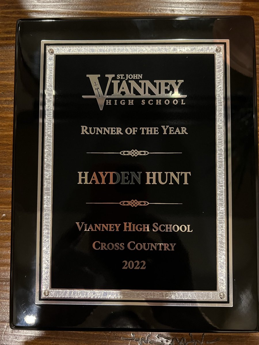 Congratulations to Vianney’s Runner of the Year - Hayden Hunt!