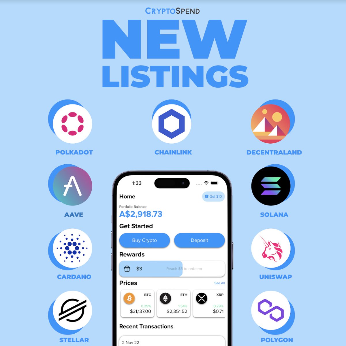 WayexOfficial's tweet photo. The moment you’ve all been waiting for...
We are excited to finally announce we are launching three new updates to the CryptoSpend app!

✅ Referral Program
✅ New Dashboard
✅ New Coins/Tokens

Download or update the app now, your new CryptoSpend experience awaits. https://t.co/gwIn3GIl1q