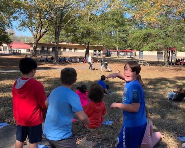 BeebeMiddle's tweet photo. Mrs. Courson and Mrs. Mills recreated a scene from The Phantom Tollbooth. The Spelling Bee and the Humbug had a great time sharing this fun time with the 5th grade classes! #bprd #bmspawpower https://t.co/9eEAE1Kn9d