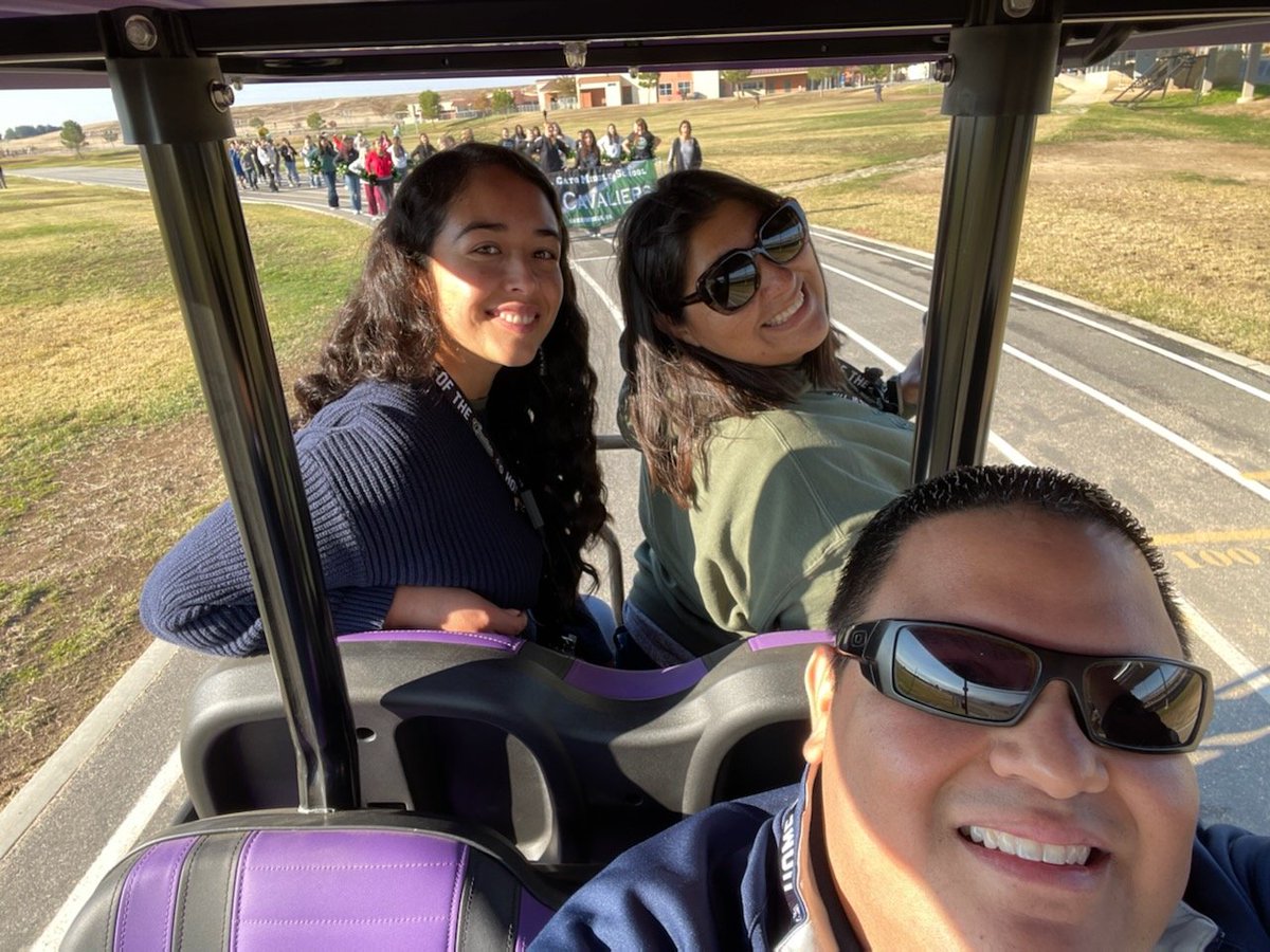 When you get to roll in style with the coolest kids around while the band and cheerleaders practice their march for the parade 😂 #catovibes #cavalierlife