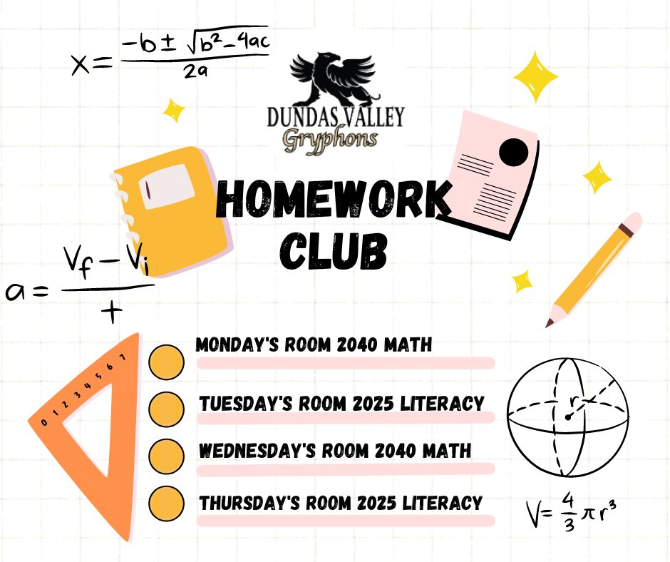 Dundas Valley Secondary School (@dvss_hwdsb) on Twitter photo Need help with homework, Gryphons?  Drop by the Homework Club at lunch.  Want more details?  Please see attached schedule or connect with Ms. Langlotz. Need help with homework, Gryphons?  Drop by the Homework Club at lunch.  Want more details?  Please see attached schedule or connect with Ms. Langlotz.