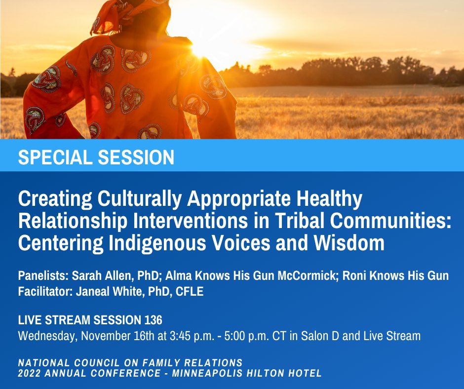Looking forward to facilitating this special session at #ncfr2022 <a href="/ncfrSNP/">NCFR Students and New Professionals</a> <a href="/McNeese/">McNeese</a> <a href="/ACtribeofTexas/">Alabama Coushatta</a>